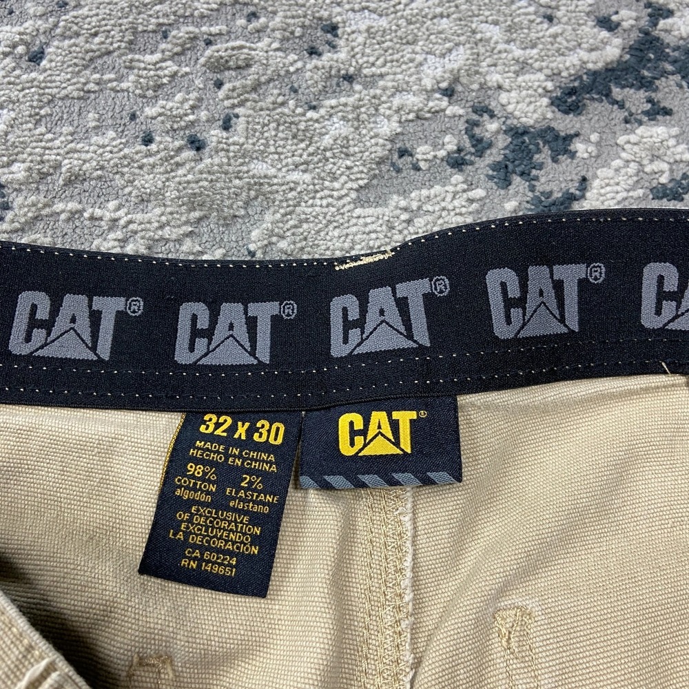 Cat Utility Pant Men 32x30 Beige Cotton Stretch Flex Waist Straight Leg Workwear - Picture 8 of 10
